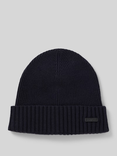 BOSS Beanie met labelbadge, model 'Fati' Donkerblauw - 1