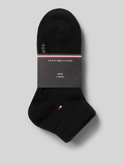 Productfoto, zwarte sokken van katoenmix, gladde textuur, set van 6, model 'QUARTER 6P' van Tommy Hilfiger, Heren.