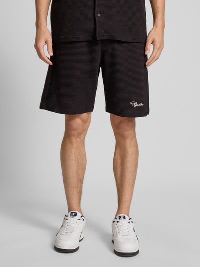 Pegador Regular fit sweatshorts met structuurmotief, model 'Signar' Zwart - 4