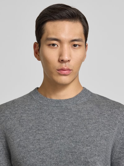 Matinique Gebreide pullover van lamswol met ronde hals Lichtgrijs - 3