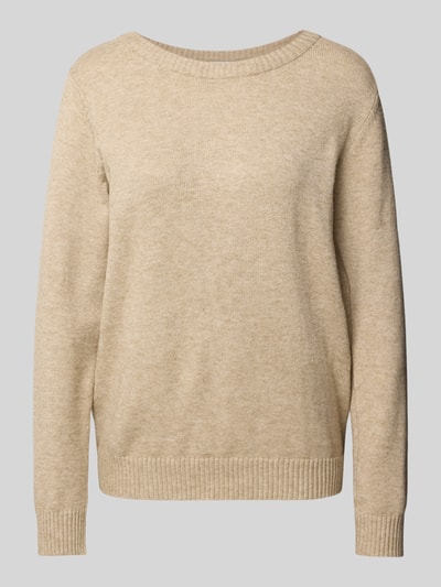 Vila Sweter z dzianiny z okrągłym dekoltem model ‘Viril’ Złamany biały 2