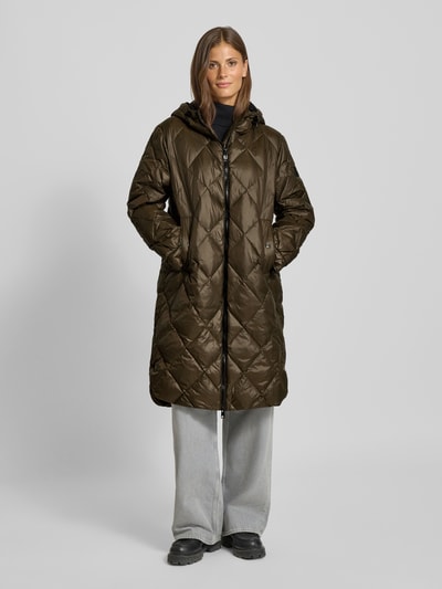 Marc Cain Lange gewatteerde jas met tweewegritssluiting Olijfgroen - 4