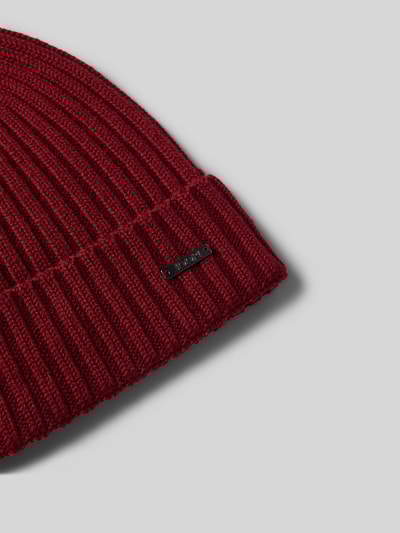 JOOP! Collection Beanie met labeldetail, model 'FRANCIS' Bordeaux - 2
