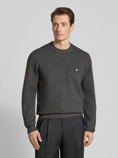 HUGO Regular fit gebreide pullover met scheerwol model 'SETAL' Middengrijs - 4