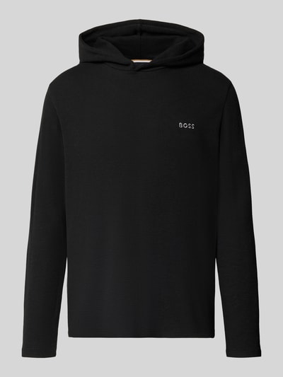 BOSS Relaxed Fit Sweatshirt aus Baumwoll-Mix Modell 'Waffle LS' Black 1