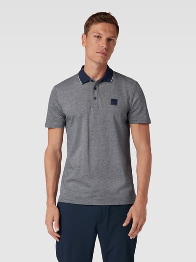 BOSS Orange Slim Fit Poloshirt mit Label-Patch Modell 'Oxford' Marineblau 4