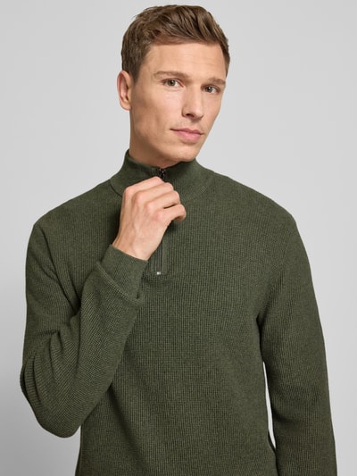 MCNEAL Strickpullover mit Stehkragen Khaki Melange 3