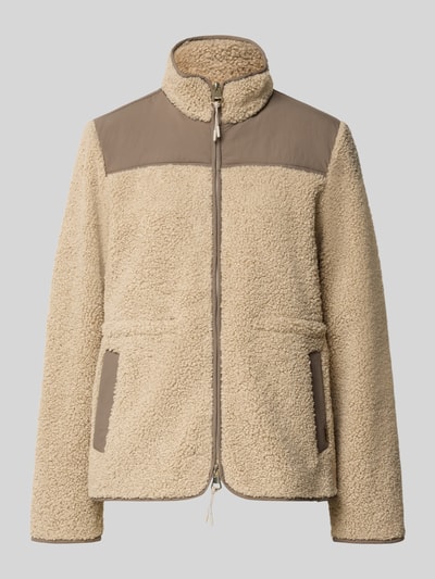 Produktfoto, Fleecejacke mit Zweiwege-Reißverschluss Modell 'Elisa Eli' von MOS MOSH in Beige, Struktur mit Stehkragen und Eingrifftaschen, Regular Fit