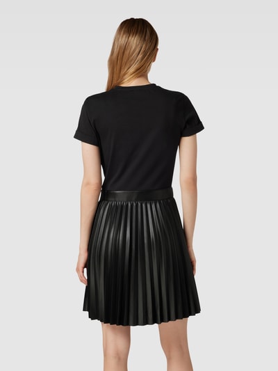 Liu Jo White Knielanges T-Shirt-Kleid mit Rockpartie in Leder-Optik Black 5