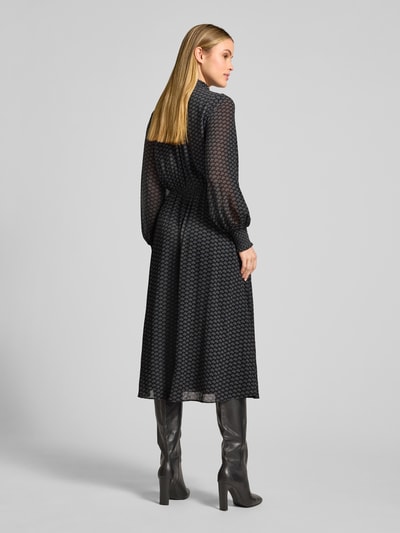 Jake*s Collection Midi-jurk met opstaande kraag met ruches Donkerblauw - 5