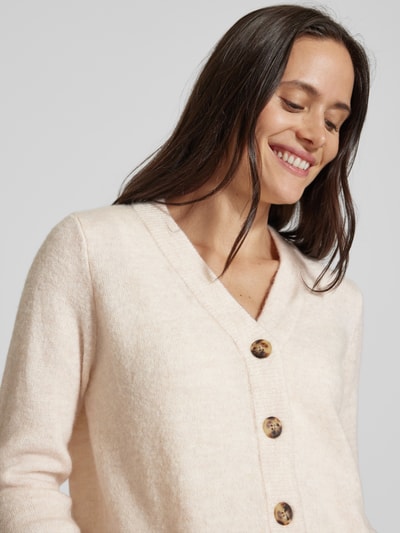 Selected Femme Strickjacke mit durchgehender Knopfleiste Modell 'MALINE' Sand Melange 3