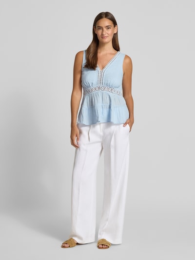YAS Blousetop met gehaakt kant model 'SANINI' Lichtblauw - 1