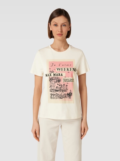Weekend Max Mara T-Shirt mit Label-Print Modell 'MURANO' Ecru 4