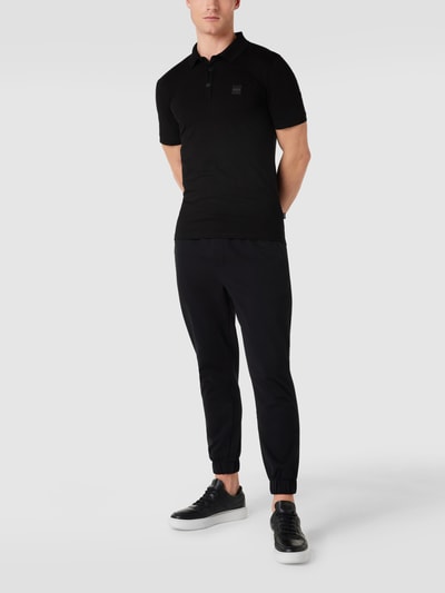 BOSS Orange Slim Fit Poloshirt mit Label-Patch Modell 'Passenger' Black 1