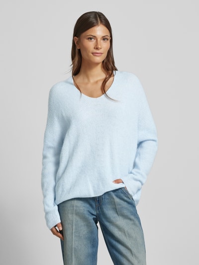 MOS MOSH Oversized Strickpullover mit Label-Applikation Modell 'THORA' Hellblau 4