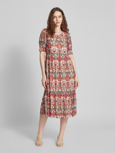 ROBE LÉGÈRE Midi-jurk met all-over motief en pofmouwen Rood - 4