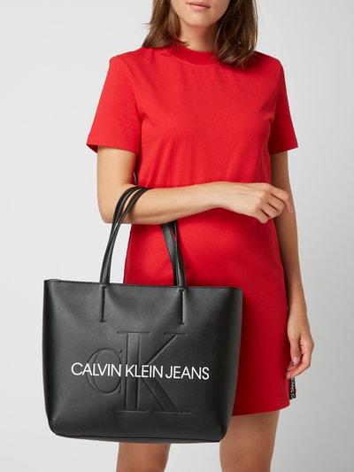 Calvin Klein Jeans Shopper met reliëflogo  Zwart - 3