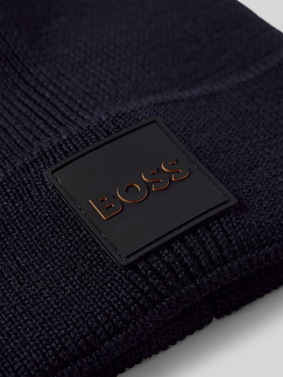 BOSS Beanie met labeldetail, model 'Foxxy' Marineblauw - 2