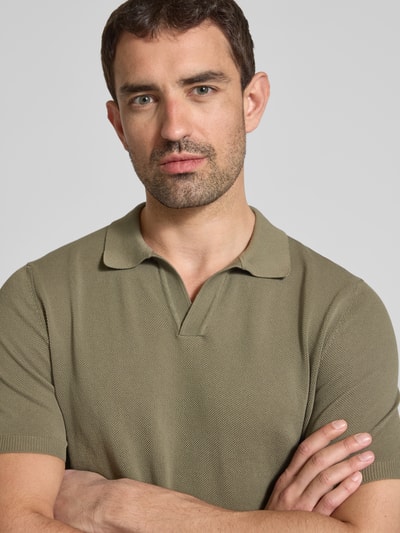 GRAN SASSO Regular Fit Poloshirt mit V-Ausschnitt Oliv 3