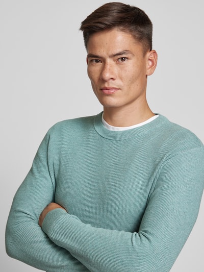 Tom Tailor Sweter z dzianiny o kroju regular fit z prążkowanym, okrągłym dekoltem Miętowy 3