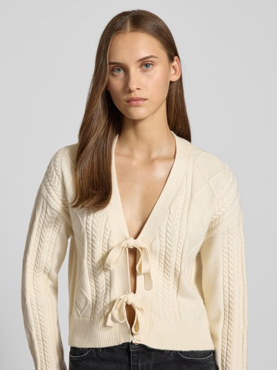 Only Regular Fit Strickjacke aus Viskose-Mix Modell 'FIA' Offwhite 3