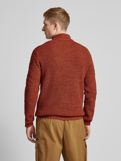 camel active Strickpullover mit gerippten Abschlüssen Dunkelrot 5