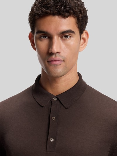 BOSS Regular Fit Poloshirt aus reiner Wolle Modell 'Lancione' Dunkelbraun 3
