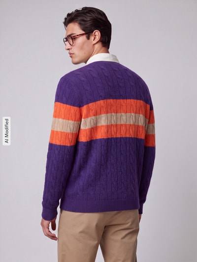 Polo Ralph Lauren Strickpullover mit Hemdkragen Lila 5