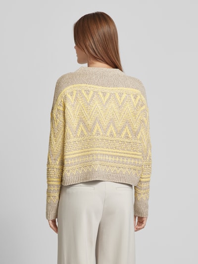 Oui Gebreide pullover met structuurmotief Taupe - 5