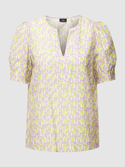 JOOP! Blouse met all-over labelmotief Neongeel gemêleerd - 2