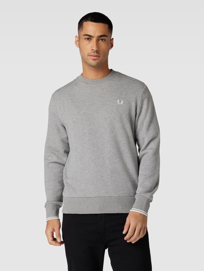 Fred Perry Sweatshirt mit Logo-Stitching Hellgrau Melange 4