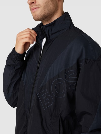 BOSS Orange Sweatjacke mit Label-Stitching Modell 'Zelon' Marineblau 3
