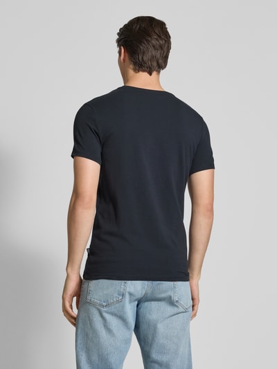 Casual Friday T-shirt met geribde ronde hals Marineblauw - 5