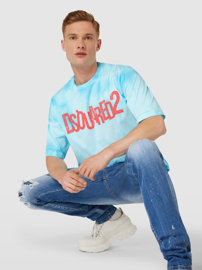 Dsquared2 Oversized T-Shirt im Batik-Look Tuerkis 3