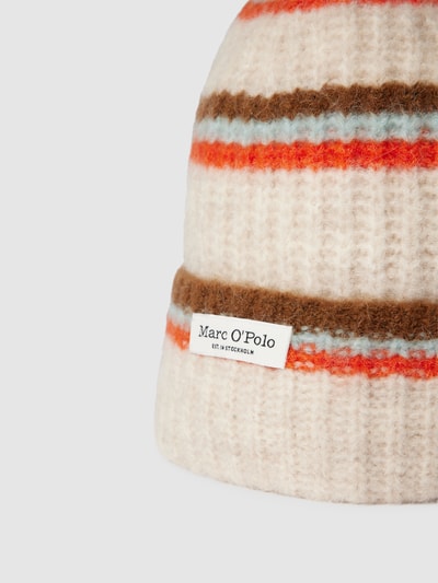 Marc O'Polo Beanie mit Kontraststreifen  Modell 'Rib Beanie Stripes' Sand Melange 2