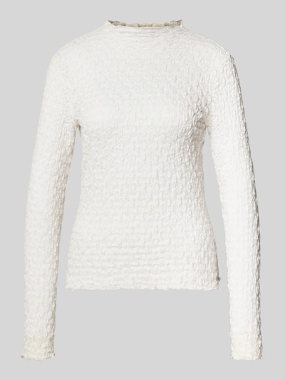 Jake*s Collection Slim Fit Longsleeve in semitransparentem Design Ecru 2