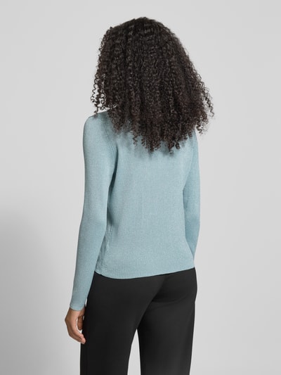 Christian Berg Woman Selection Sweter z dzianiny z mieszanki wiskozy z kołnierzykiem polo i dekoltem w serek Szaroniebieski 5