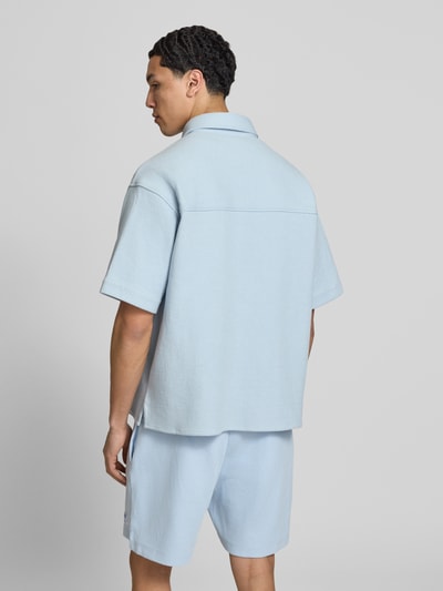 HUGO Blue Oversized Freizeithemdaus Baumwoll-Mix Modell 'EBAFFINO' Hellblau 5
