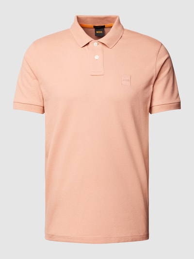 BOSS Orange Slim fit poloshirt met labelpatch, model 'Passenger' Lichtrood - 2