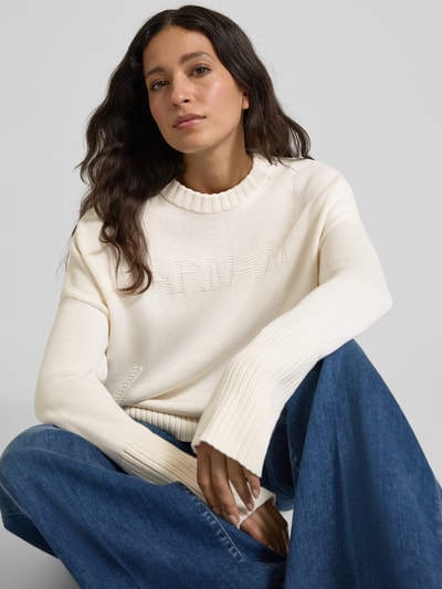 ARMANI EXCHANGE Oversized Strickpullover mit gerippten Abschlüssen Offwhite 3
