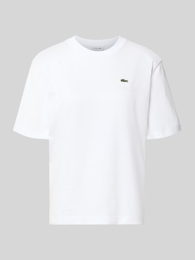 Produktfoto, Relaxed Fit T-Shirt aus reiner Baumwolle von Lacoste, weiß, glatte Oberfläche, schlichte Optik, Damen T-Shirt