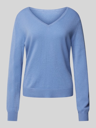 S.Marlon Kasjmier pullover met afgeronde V-hals Blauw - 2