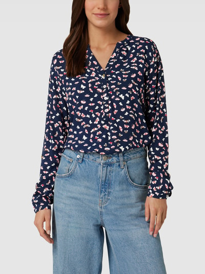 Montego Blouseshirt met all-over motief Donkerblauw - 4