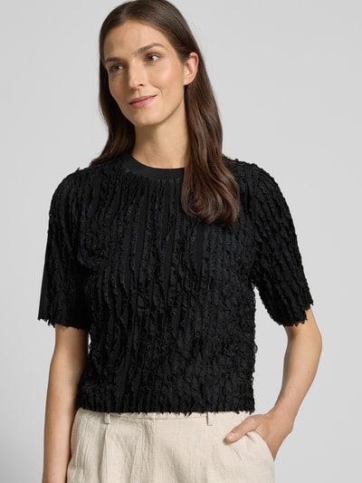 Jake*s Collection T-shirt z okrągłym dekoltem i rękawami o dł. 1/2 Czarny 3