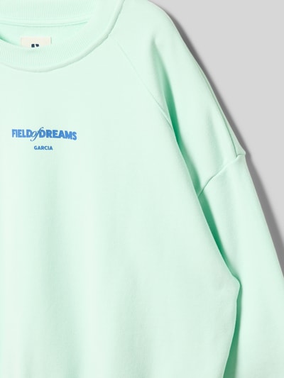Productfoto, Regular Fit Sweatshirt mit Logo-Print van Garcia in mintgroen katoenmix met ronde hals en statementprint, zachte textuur