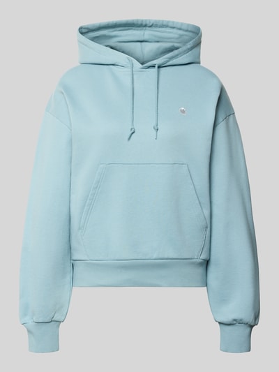 Produktfoto, Hoodie mit Label-Stitching und Känguru-Tasche von Carhartt Work In Progress in Hellblau, reine Baumwolle, Relaxed Fit, glatte Textur