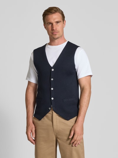 Christian Berg Men Wollen gilet met V-hals Marineblauw - 4