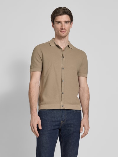 Christian Berg Men Freizeithemd mit Knopfleiste Taupe 4