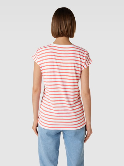 Montego T-shirt met streepmotief Koraal - 5