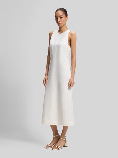 BOSS Orange A-Linien Midikleid aus Leinen-Viskose-Mix Modell 'DELINNA' Offwhite 4